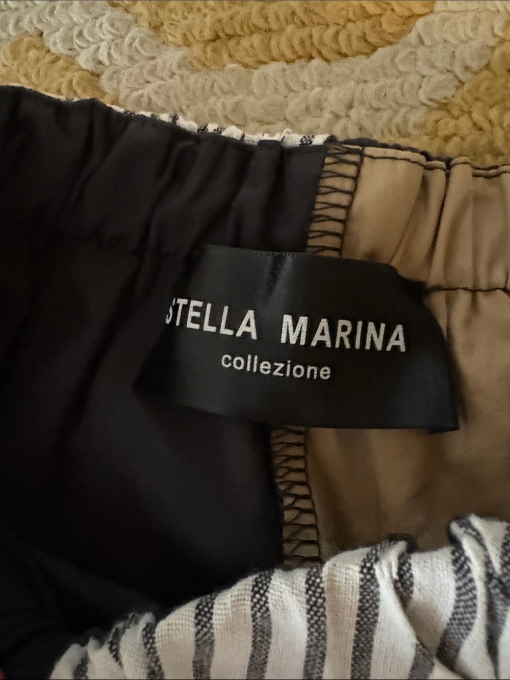 Asymmetrical Patchwork Midi Skirt in Black, Olive & Beige - Picture 2 of 3